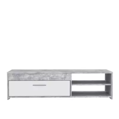 Meuble TV Pilvi - Blanc et béton clair - Éco-friendly - L 120 x P 42,1 x H 31,8 cm