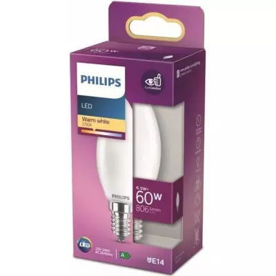Ampoule LED Philips E14 60W Blanc Chaud - Non dimmable