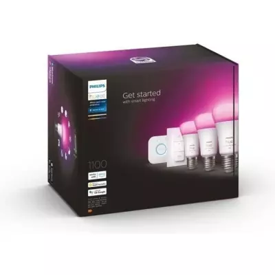 Kit de démarrage Philips Hue White & Color Ambiance E27 x3 avec télécommande - AMPOULE INTELLIGENTE