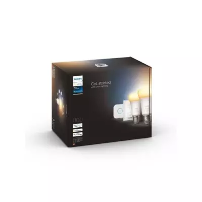 Philips Hue Kit démarrage : 2 ampoules LED connectées blanches 10,5W + Télécommande Hue
