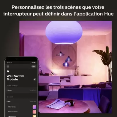 Interrupteur mural Philips Hue - Pack de 2 - Blanc - Compatible Alexa