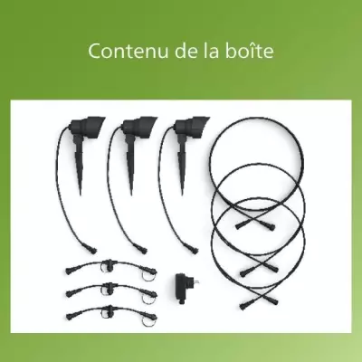 Pack de 3 spots extérieurs PHILIPS GardenLink, 24W - Éclairage Jardin IP44