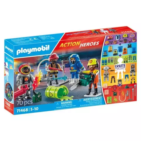 PLAYMOBIL 71468 My figures : métiers a risque - avec quatres personnages du domaine des pompiers - Les pompiers - Des 5 ans