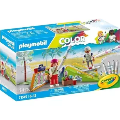 Ensemble de skate PLAYMOBIL avec rampe et crayons Crayola Ensemble de skate PLAYMOBIL avec rampe et crayons Crayola
