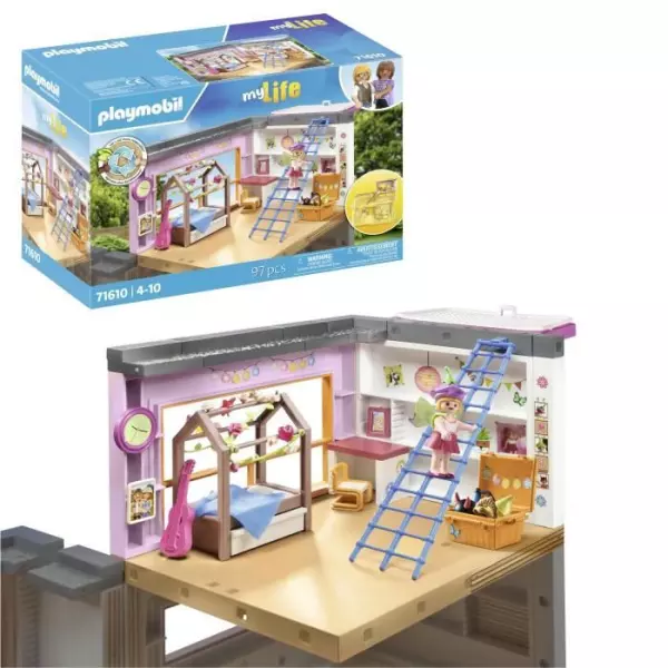 PLAYMOBIL 71610 Chambre d'enfant avec lit cabane, My Life Maison d'architecture, 97 pieces, Des 4 ans