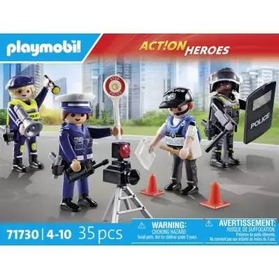 Ensemble de 4 policiers PLAYMOBIL 71730: Métiers de la police Ensemble de 4 policiers PLAYMOBIL 71730: Métiers de la police
