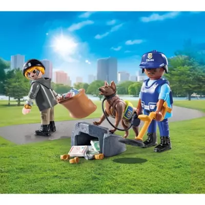 Jouet PLAYMOBIL 71731 Policier avec Chien de Recherche - Univers Miniature Jouet PLAYMOBIL 71731 Policier avec Chien de Recherche - Univers Miniature