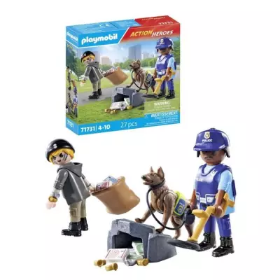 Jouet PLAYMOBIL 71731 Policier avec Chien de Recherche - Univers Miniature Jouet PLAYMOBIL 71731 Policier avec Chien de Recherche - Univers Miniature