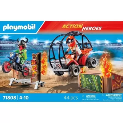 Duo de cascadeurs avec quad et moto - Univers miniature dynamique Duo de cascadeurs avec quad et moto - Univers miniature dynamique