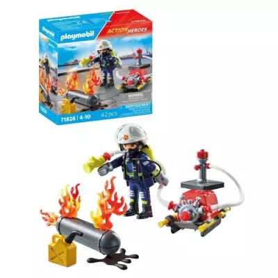 Playmobil 71826: Pompier, pompe à eau & réservoir enflammé Playmobil 71826: Pompier, pompe à eau & réservoir enflammé