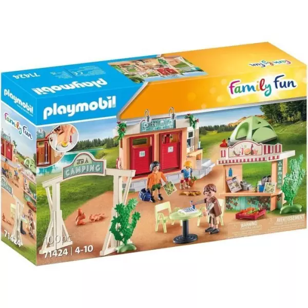 PLAYMOBIL 71424 Camping, avec une douche fonctionnelle, 100 pieces, Univers du Camping, Des 4 ans
