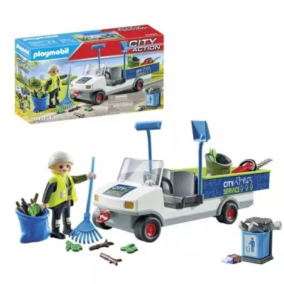 Découvrez le set PLAYMOBIL 71433 Agent entretien avec véhicule électrique