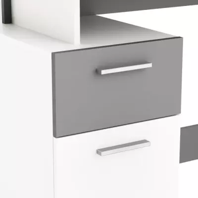 Bureau contemporain Platon - Blanc/Gris - L121.5 x H109.7 x P55.1 cm