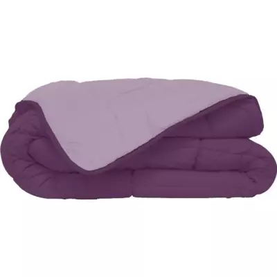 Couette Microfibre 400g/m² CALGARY Prune & Parme 240x260cm - Confort Douillet