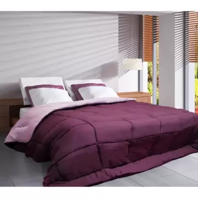 Couette Microfibre 400g/m² CALGARY Prune & Parme 240x260cm - Confort Douillet