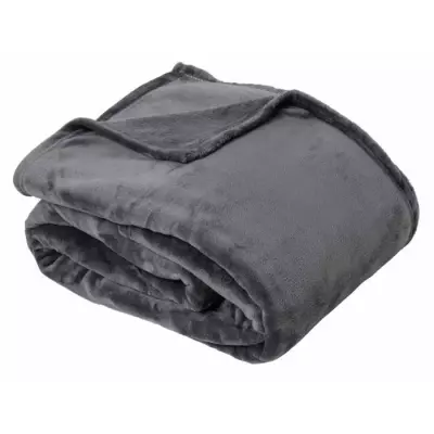 Plaid Microflanelle TOISON D'OR 130x170cm - Acier