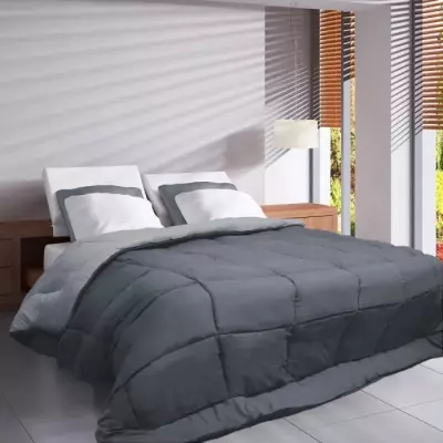 Couette légère Microfibre 200g/m² Gris & Argent 220x240cm