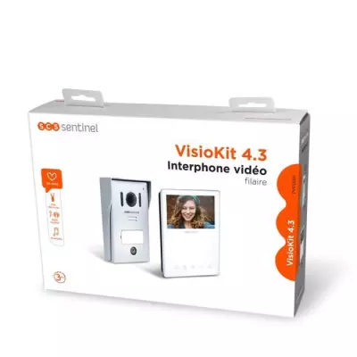 Interphone vidéo filaire blanc VisioKit 4.3 - SCS SENTINEL