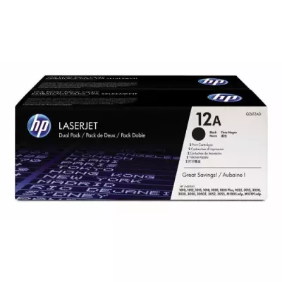 Cartouche de toner HP 12A (Q2612AD) noir pour HP LaserJet - Lot de 2