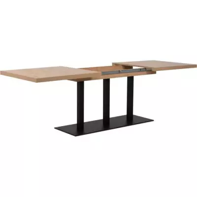 Table à manger extensible QUADRATO - Chêne et noir - L160-240 cm