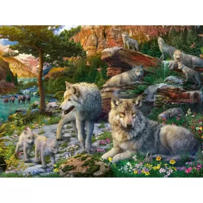 Puzzle Loups au printemps 1500 pièces de qualité supérieure