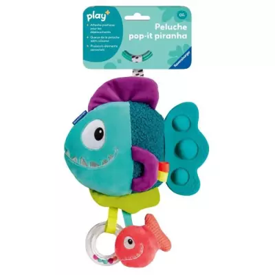 Jouet d'activité Ravensburger play+ Peluche pop-it - Piranha bleu, idéal pour les tout-petits
