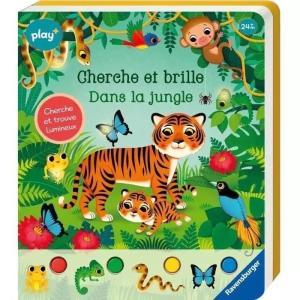 Ravensburger play+, Cherche et brille - Dans la jungle, Livre, Premier âge, bébé