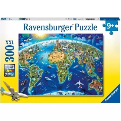 Puzzle 300 p XXL - Carte monuments du monde - Pour enfant 9 ans
