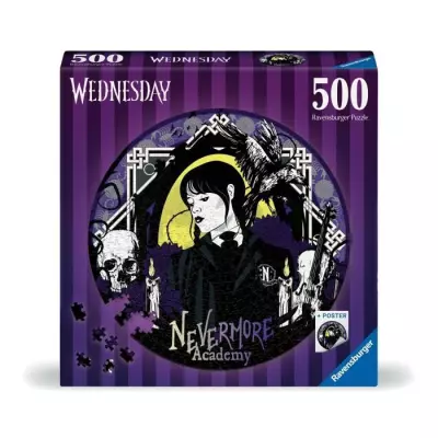 Puzzle rond Ravensburger Mercredi Adams 500 pièces - Dessins animés et BD