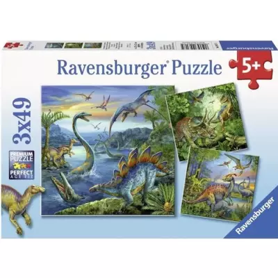 Puzzles 3x49 pièces - La fascination des dinosaures - Ravensburger - Lot de puzzles pour enfants