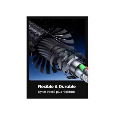 Câble USB-C - UGREEN - Câble data 1 m - 60W - Nylon - PD - Noir Câble USB-C - UGREEN - Câble data 1 m - 60W - Nylon - PD - Noir