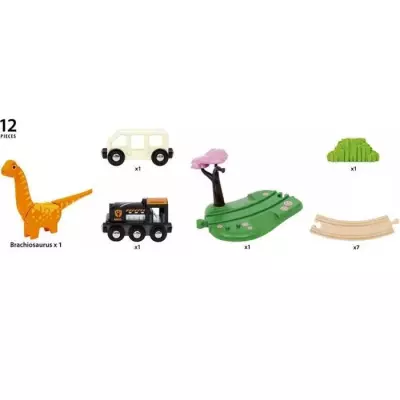 Circuit Dinosaure BRIO - Coffret Complet 12 pièces - Action de Jeu sans Pile