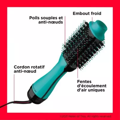 Brosse soufflante volumisante REVLON Teal Blue - Technologie ionique