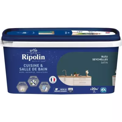 Peinture RIPOLIN 2 L Bleu Seychelles - Cuisine et bain