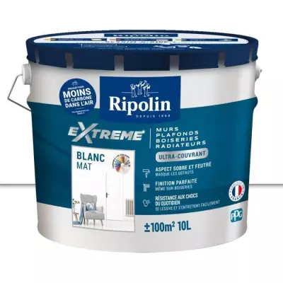 Peinture mur et plafond monocouche mat blanc 10L - Plus responsable - Made in France