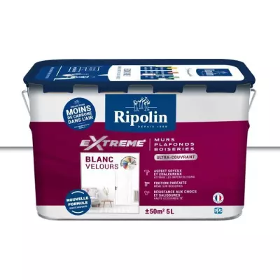 Peinture Extreme murs et plafonds blanc velours RIPOLIN - 5 L