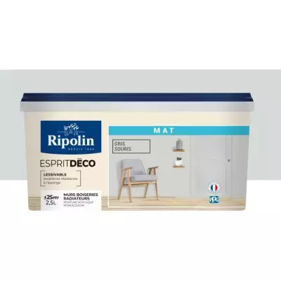 Peinture RIPOLIN ESPRIT DECO GRIS SOURIS MAT 2.5L