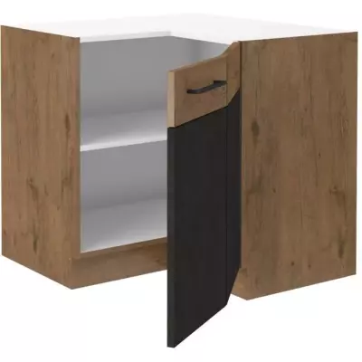 Meuble d'angle ROCK - Chêne Lancelot et Gris Matera - 1 porte - L89 x H84 cm