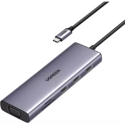 Hub USB-C 9 en 1 - UGREEN - HDMI, VGA, RJ45, SD, TF, USB-C - Noir Hub USB-C 9 en 1 - UGREEN - HDMI, VGA, RJ45, SD, TF, USB-C - Noir
