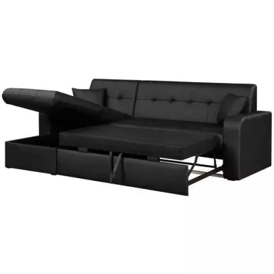 Canapé d'angle convertible noir - Contemporain - Eco-friendly