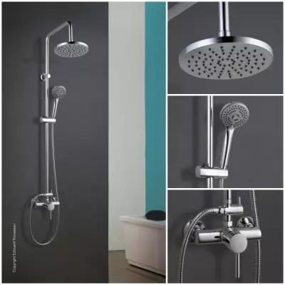 Ensemble douche ROUSSEAU Timaru - Design chrome avec tete orientable