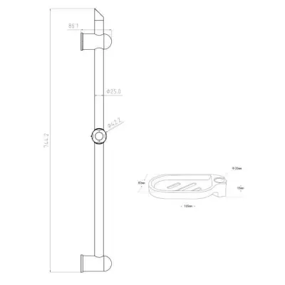 Barre de douche ROUSSEAU chromé 25mm - Garantie 5 ans