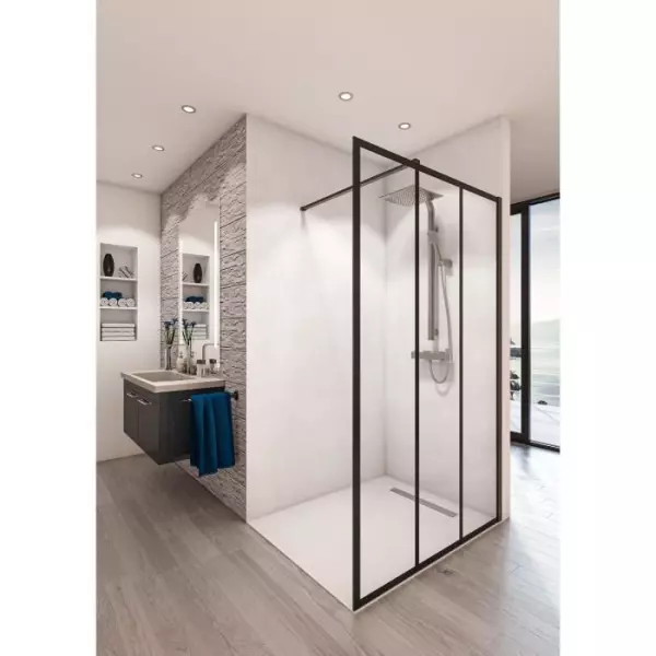 AURYS Paroi de douche en kit BALEARES ATELIER N°8 - Verre Timeless 8 mm trempé by Saint-Gobain - L.120 cm x H.198 cm