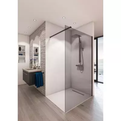 Paroi de douche en kit AURYS BALEARES GREY - Verre Timeless 8 mm trempé - Made in France