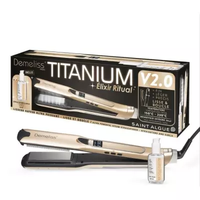 Coffret lisseur vapeur TITANIUM V2 ELIXIR RITUAL DEMELISS - 5 niveaux de température
