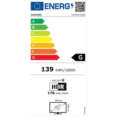 TV LED Samsung 75DU7105 4K UHD HDR - Smart TV - Gaming Hub