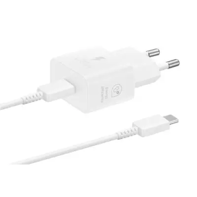 Chargeur secteur 25W pour Samsung avec cable USB-C - Blanc