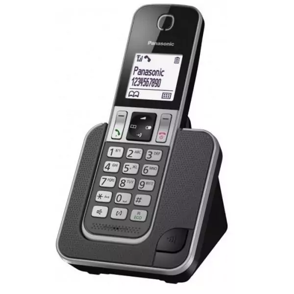 Panasonic KX-TGD310FRG Téléphone sans Fil Noir, Écran LCD, Répondeur Intégré, Mains Libres, Identification de l'Appelant