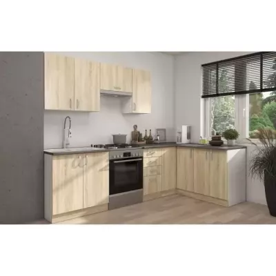 Cuisine complète modulable - Décor chêne Sonoma - 7 éléments