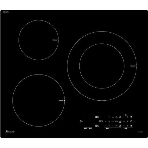 Table de cuisson induction SAUTER - 3 zones - 7200W - L60 x P52 cm - SPI5361B - Revetement verre - Noir